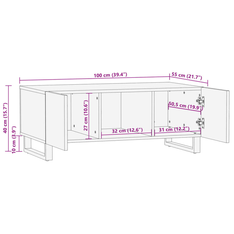 Salongbord 100x55x40 cm heltre mango