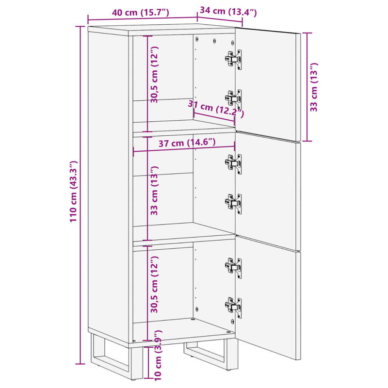 Highboard 40x34x110 cm heltre mango