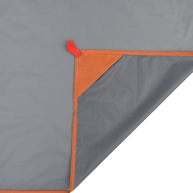 Piknikteppe med knagger grå og oransje 205x155 cm