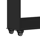 Sidebord med hjul svart 60x22x79 cm konstruert tre