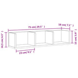 Veggskap røkt eik 75x18x16,5 cm konstruert tre