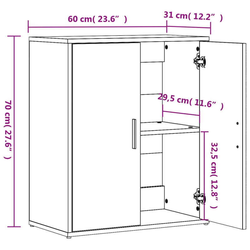 Skjenk sonoma eik 60x31x70 cm konstruert tre