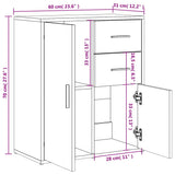 Skjenk røkt eik 60x31x70 cm konstruert tre