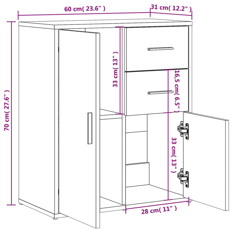 Skjenk røkt eik 60x31x70 cm konstruert tre