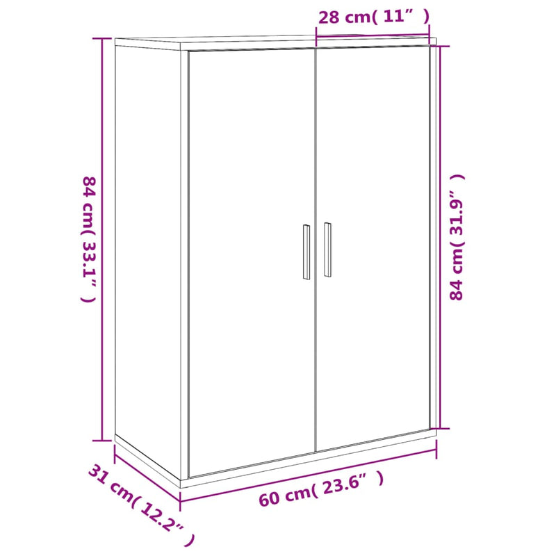 Skjenk hvit 60x31x84 cm konstruert tre