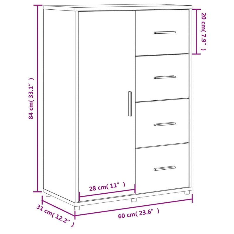 Skjenk brun eik 60x31x84 cm konstruert tre