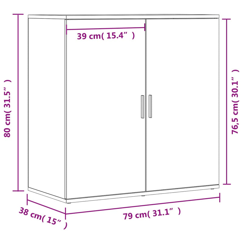 Skjenk hvit 79x38x80 cm konstruert tre