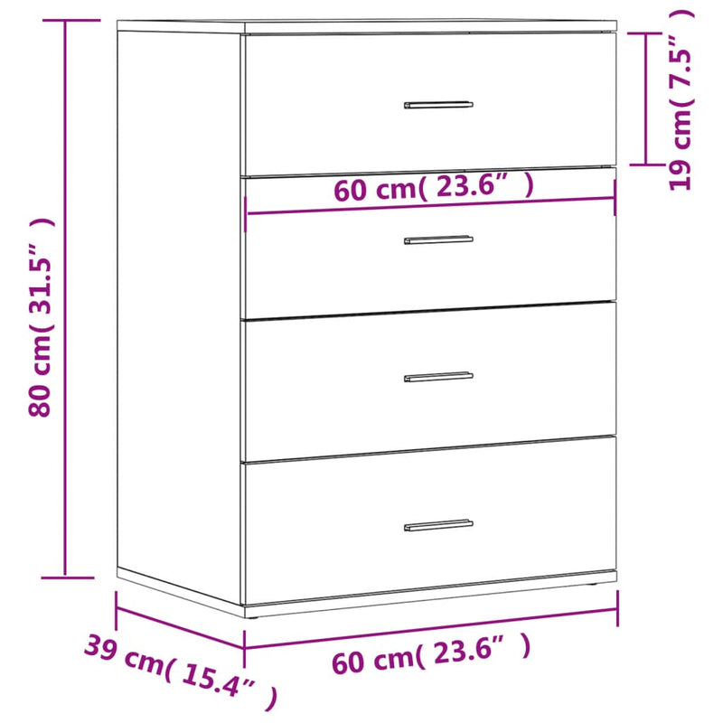 Skjenk røkt eik 60x39x80 cm konstruert tre