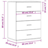 Skjenk brun eik 60x39x80 cm konstruert tre