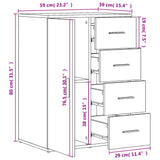 Skjenk hvit 59x39x80 cm konstruert tre