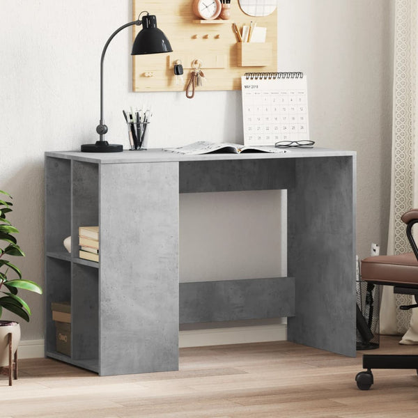 Skrivebord betonggrå 102x50x75 cm konstruert tre