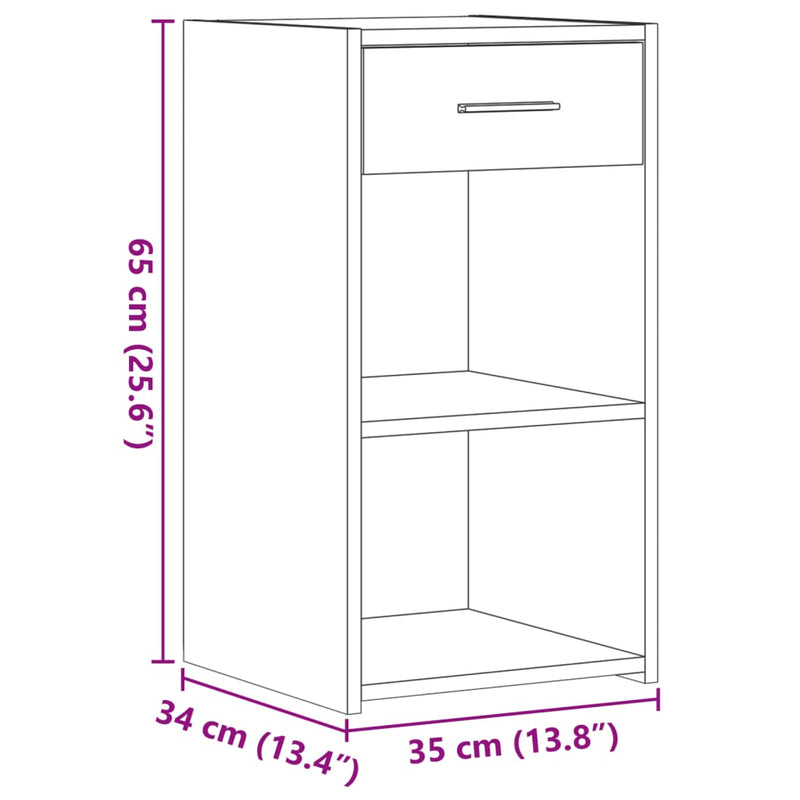 Nattbord 2 stk brun eik 35x34x65 cm konstruert tre