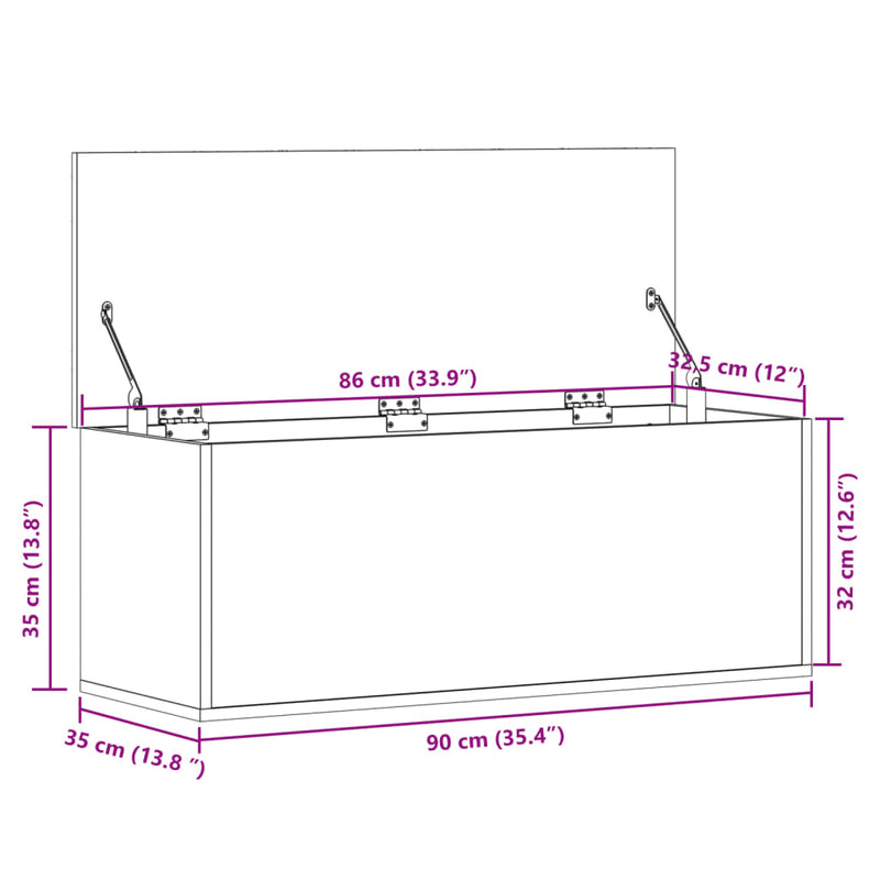 Oppbevaringsboks brun eik 90x35x35 cm konstruert tre