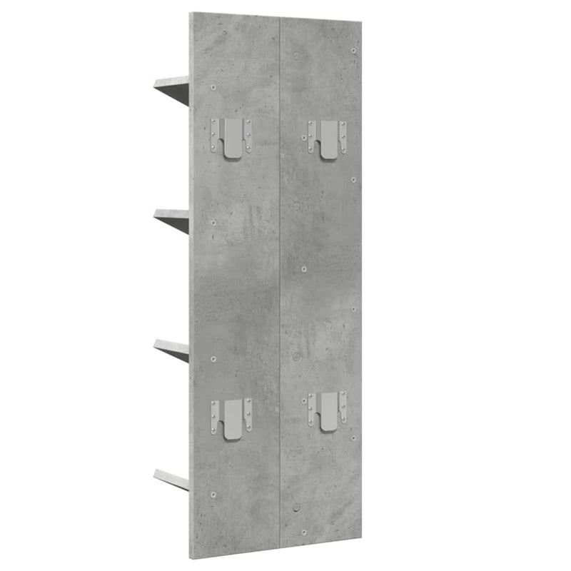 Veggmontert bokhylle 4 hyller betonggrå 33x16x90 cm
