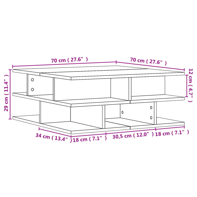 Salongbord svart 70x70x29 cm konstruert tre