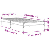 Sengeramme sonoma eik 90x200 cm konstruert tre og metall