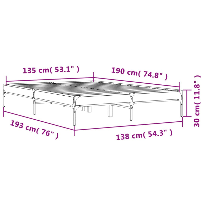 Sengeramme svart 135x190 cm konstruert tre og metall