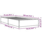 Sengeramme svart 75x190 cm konstruert tre og metall