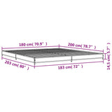 Sengeramme sonoma eik 180x200 cm konstruert tre og metall