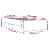 Sengeramme brun eik 90x190 cm konstruert tre og metall