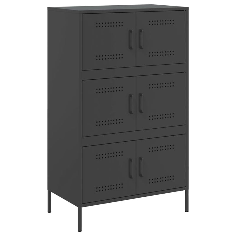 Highboard svart 68x39x113 cm stål