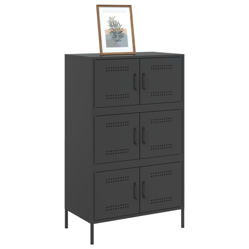 Highboard svart 68x39x113 cm stål