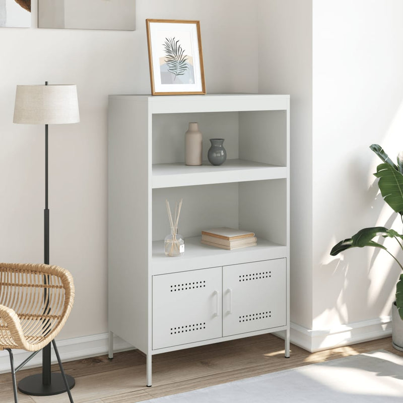 Highboard hvit 68x39x113 cm stål