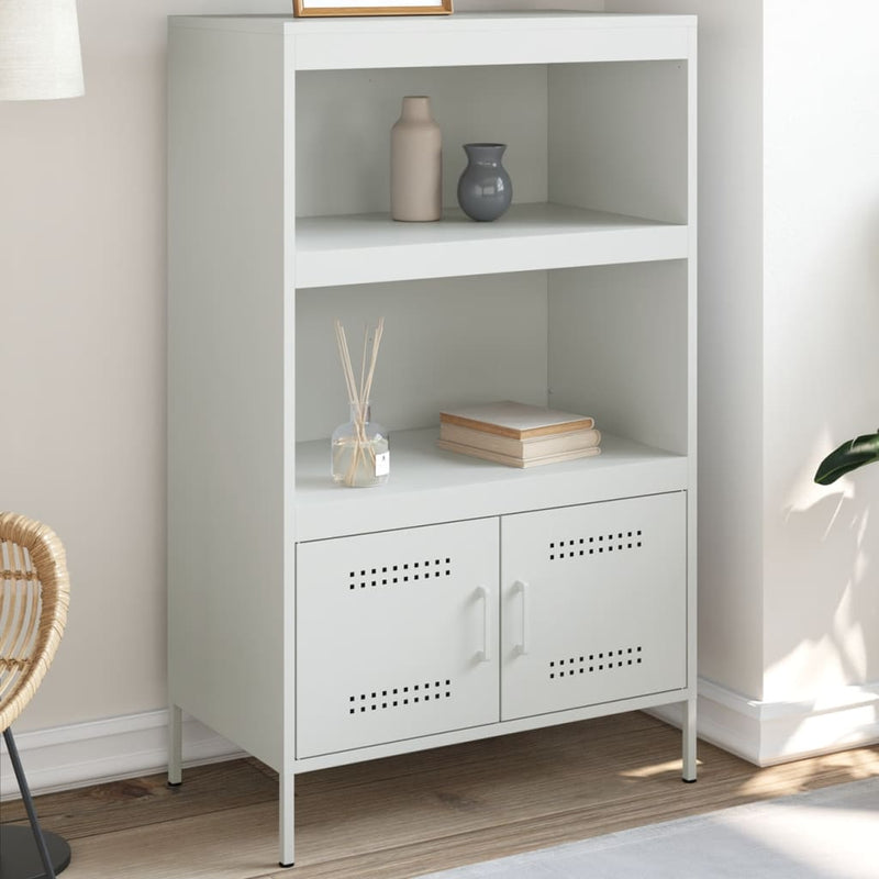 Highboard hvit 68x39x113 cm stål