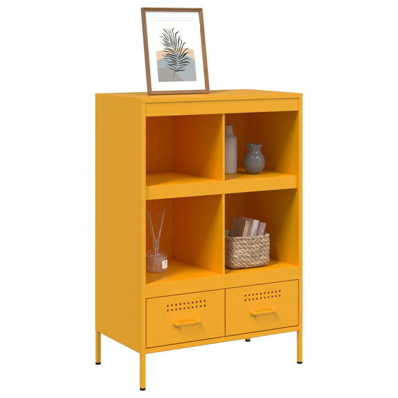 Highboard sennepsgul 68x39x101,5 cm kaldvalset stål