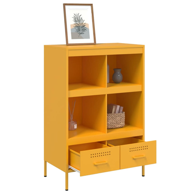 Highboard sennepsgul 68x39x101,5 cm kaldvalset stål