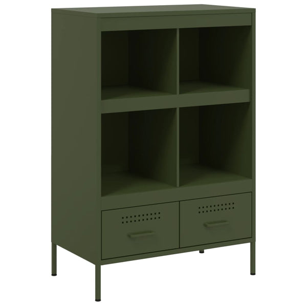 Highboard olivengrønn 68x39x101,5 cm kaldvalset stål