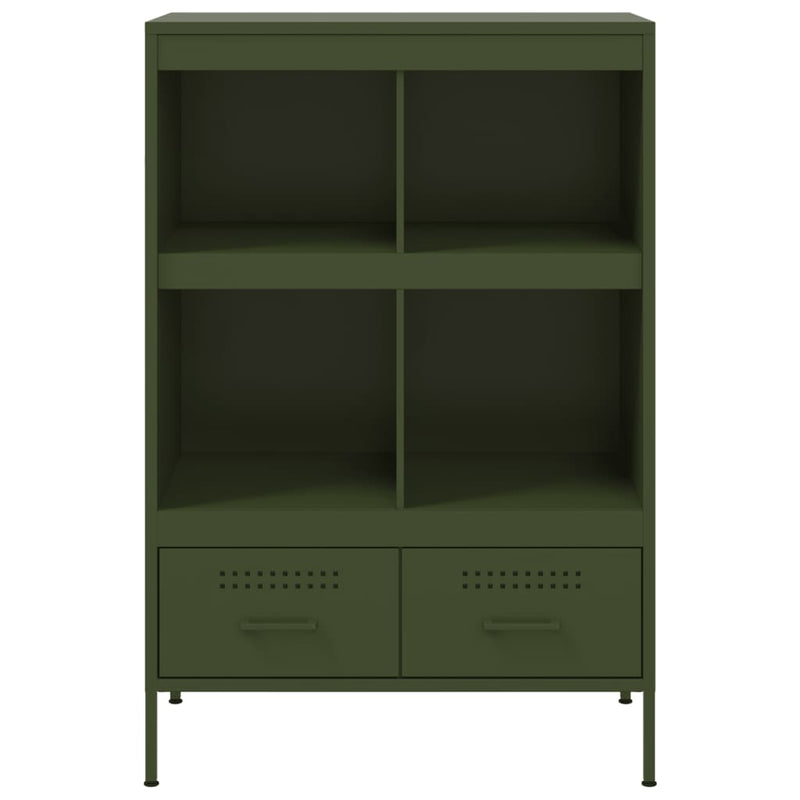 Highboard olivengrønn 68x39x101,5 cm kaldvalset stål