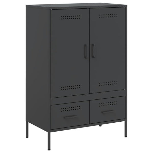 Highboard svart 68x39x101,5 cm kaldvalset stål