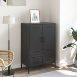 Highboard svart 68x39x101,5 cm kaldvalset stål