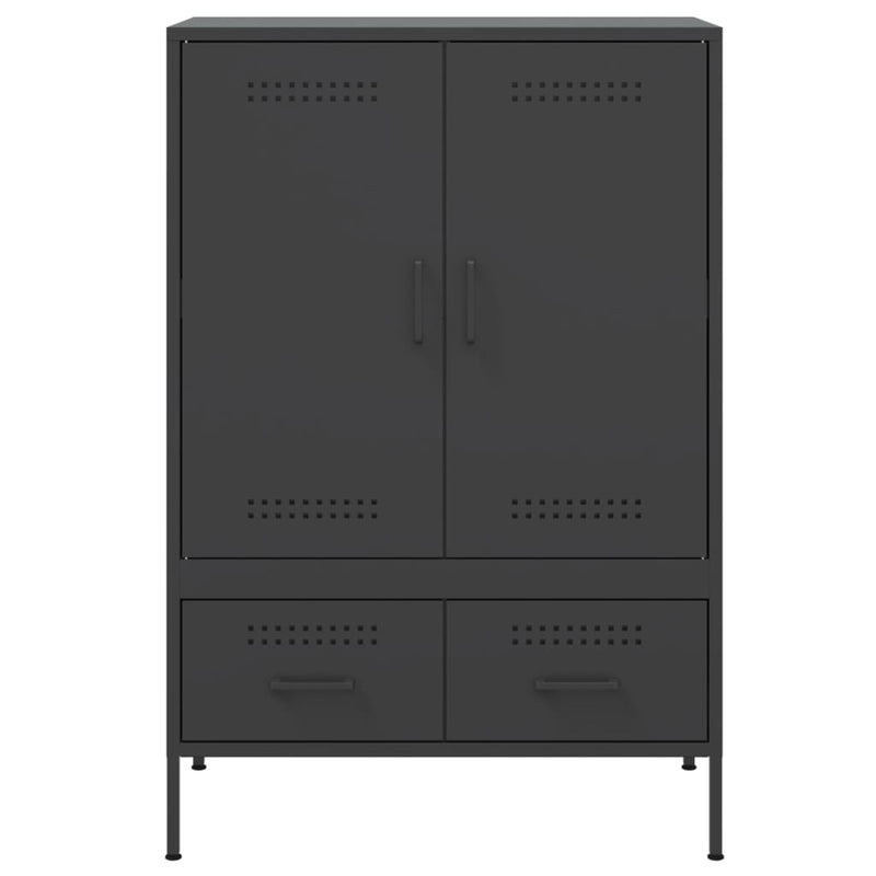 Highboard svart 68x39x101,5 cm kaldvalset stål