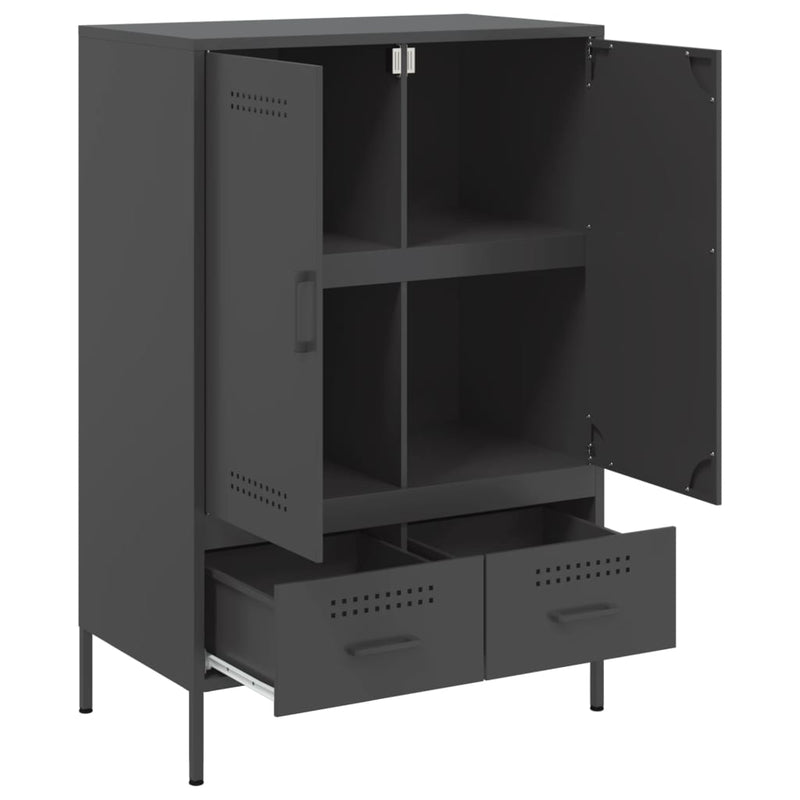 Highboard svart 68x39x101,5 cm kaldvalset stål