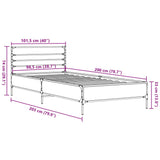 Sengeramme brun eik 100x200 cm konstruert tre og metall