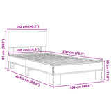 Sengeramme brun eik 100x200 cm konstruert tre og metall