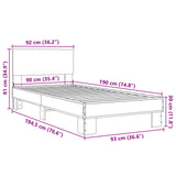 Sengeramme sonoma eik 90x190 cm konstruert tre og metall