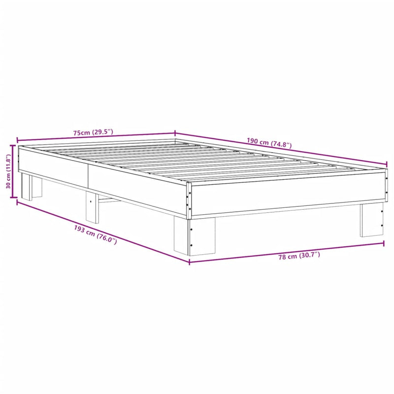 Sengeramme svart 75x190 cm konstruert tre og metall