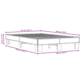 Sengeramme grå sonoma 135x190 cm konstruert tre og metall