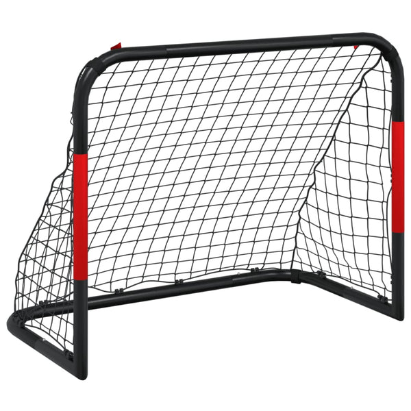 Fotballmål med nett rødt og svart 90x48x71 cm stål