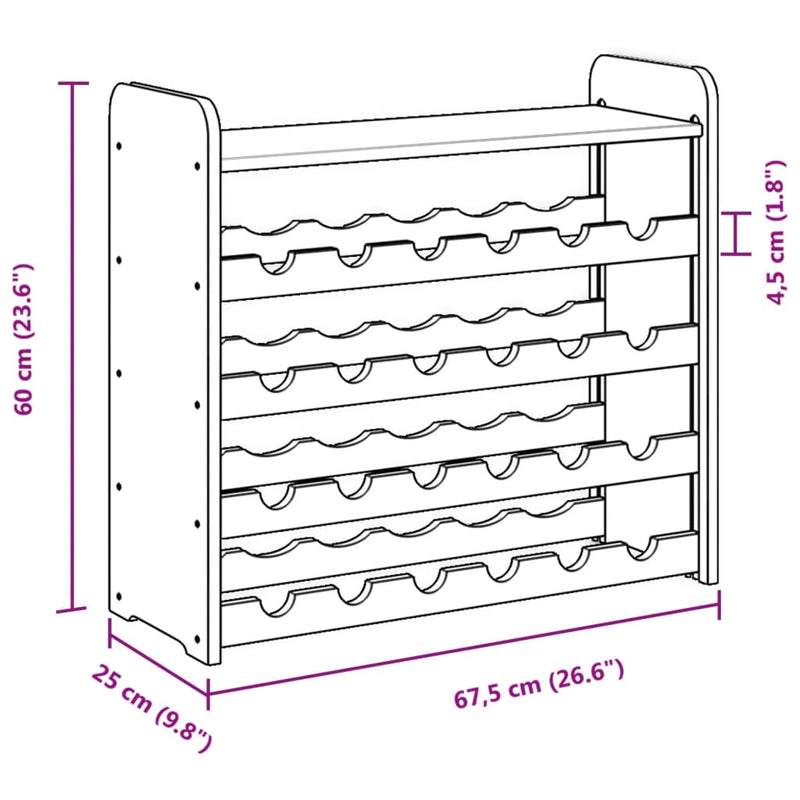 Vinstativ med toppbrett 67,5x25x60 cm heltre furu