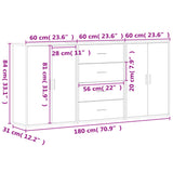 Skjenker 3 stk brun eik 60x31x84 cm konstruert tre