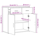 Skjenker 2 stk betonggrå 79x38x80 cm konstruert tre