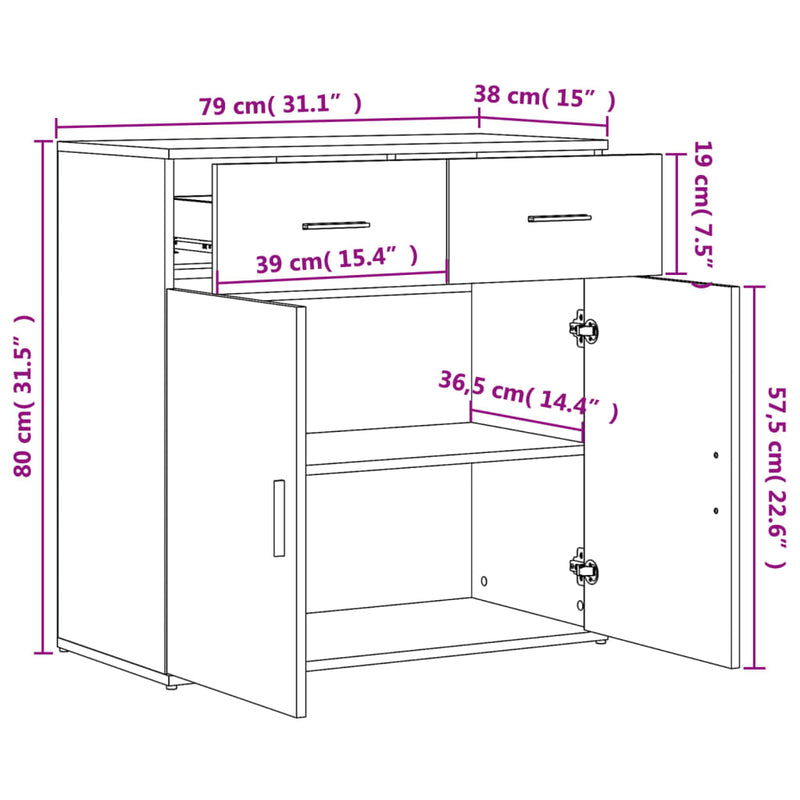 Skjenker 2 stk betonggrå 79x38x80 cm konstruert tre