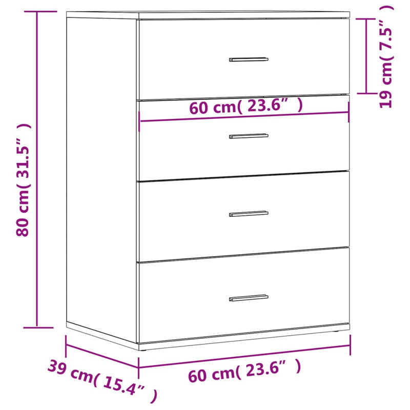 Skjenker 2 stk betonggrå 60x39x80 cm konstruert tre