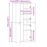 Highboard sonoma eik 80x35x180 cm konstruert tre