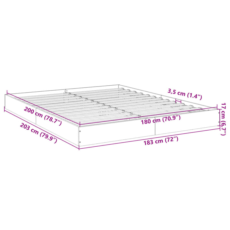 Sengeramme hvit 180x200 cm konstruert tre