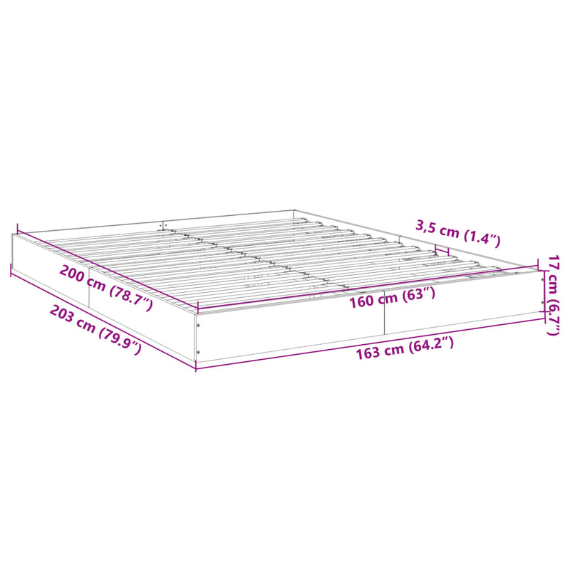 Sengeramme røkt eik 160x200 cm konstruert tre